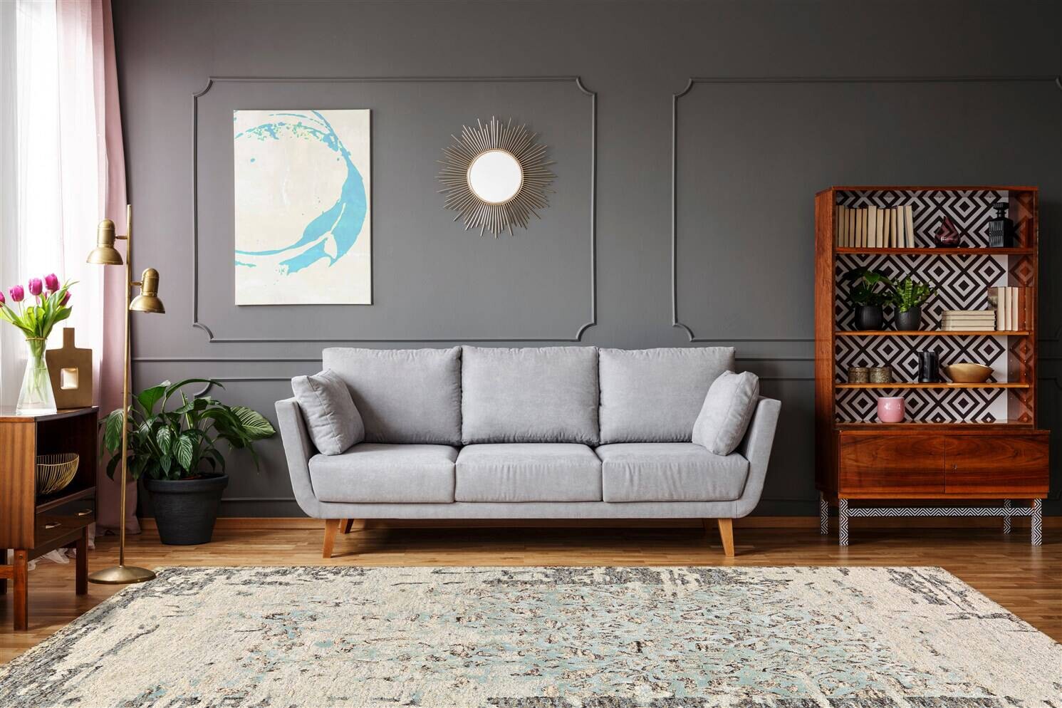 Arte Espina Kurzflorteppich Damast 8067 grau B/L: ca. 120x180 cm