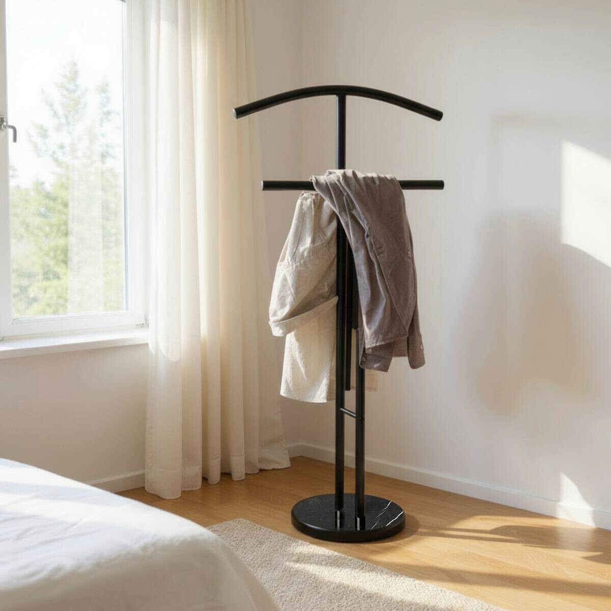 Herrendiener schwarz pulverbeschichtet Stahlrohr B/H/T: ca. 48x105x28 cm