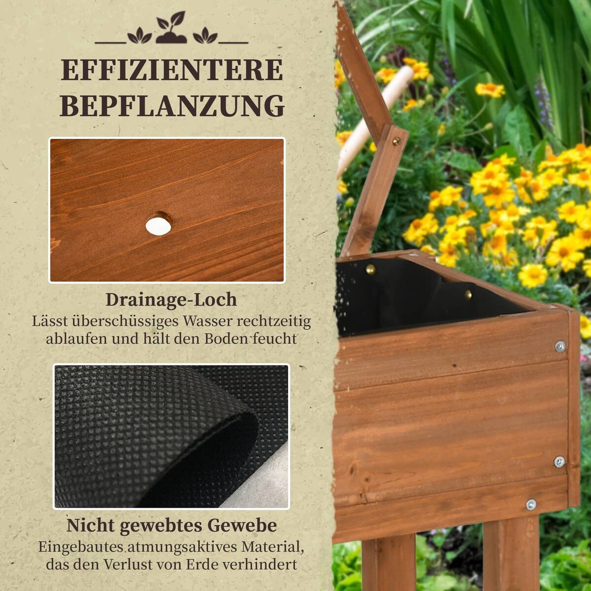 Outsunny Hochbeet braun B/H/L: ca. 29x130x79 cm