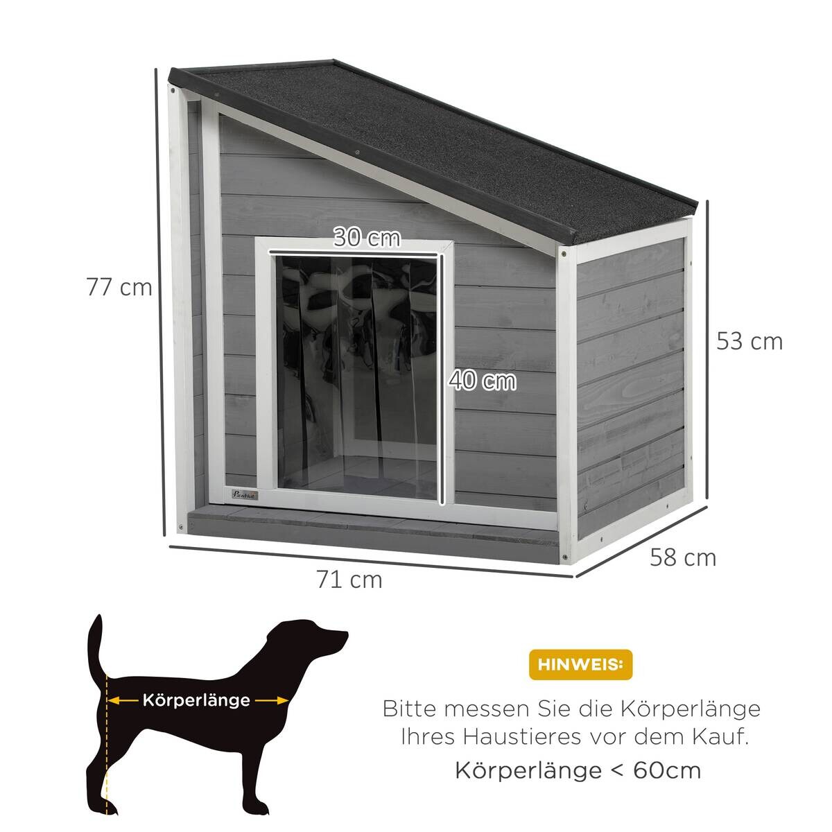 PawHut Hunde-Zubehör weiß Holz B/H/L: ca. 58x71x77 cm