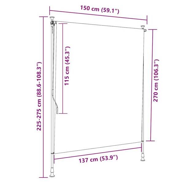 vidaXL Senkrechtmarkise creme B/H: ca. 150x270 cm