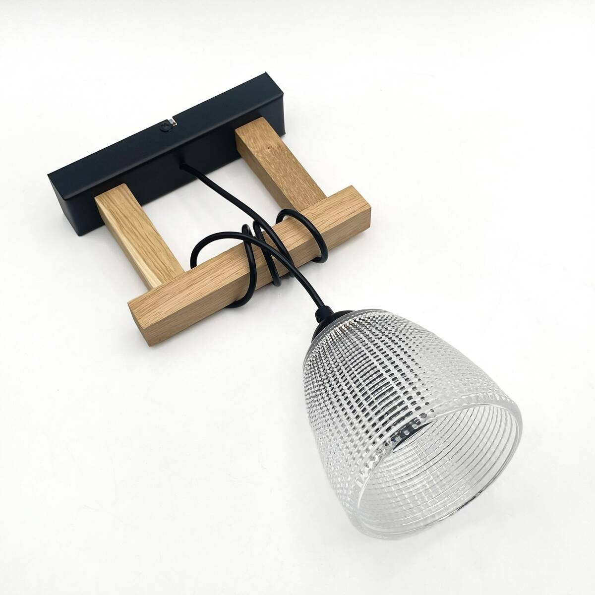 Lamkur Pendelleuchte Eiche Stahl B/H/L: ca. 20x89x20 cm E27 1 Brennstellen