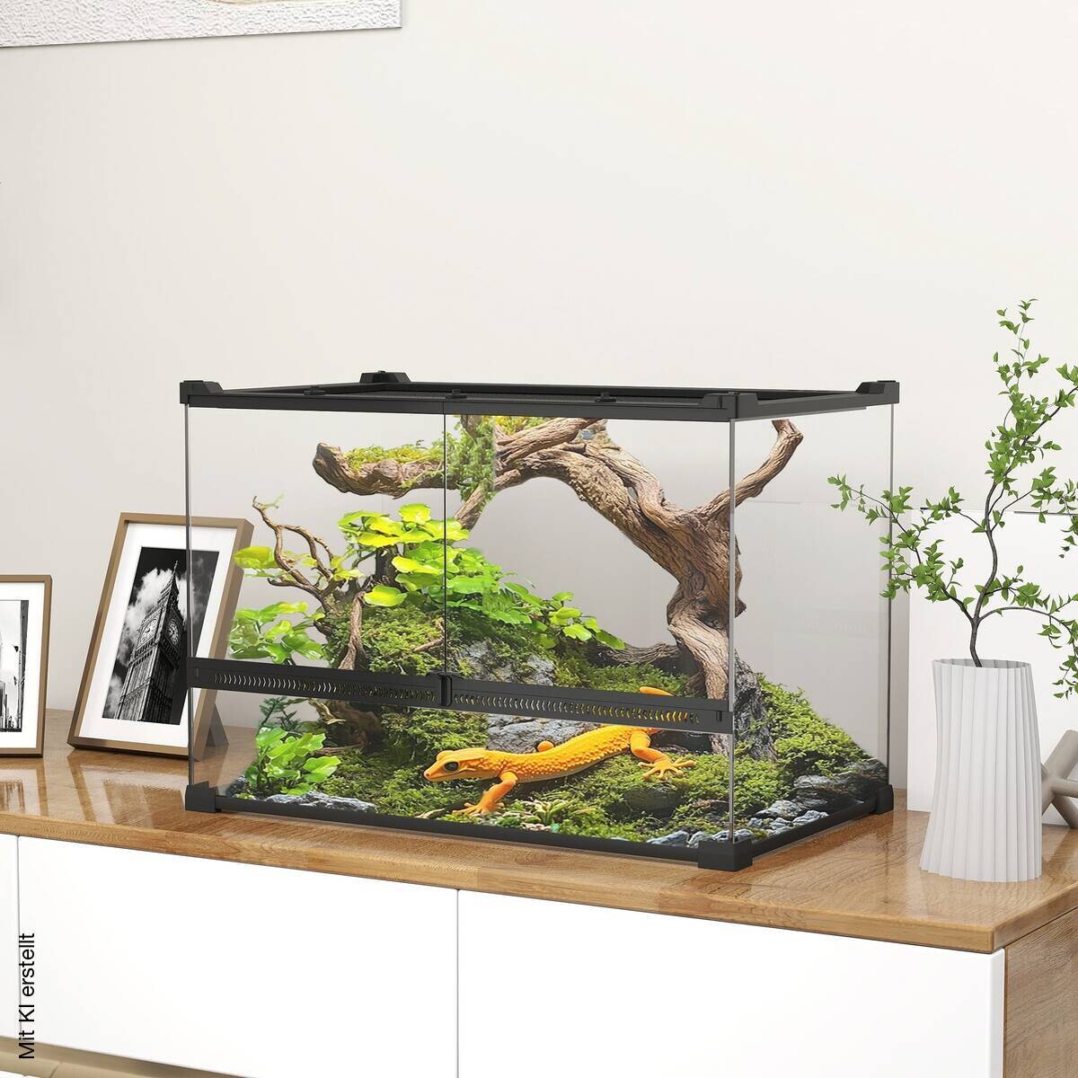 PawHut Terrarium schwarz Stahl B/H/L: ca. 30x35x50 cm