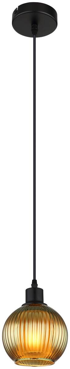 GLOBO Pendelleuchte grün schwarz Metall Glas H/D: ca. 120x15 cm E27 1 Brennstellen