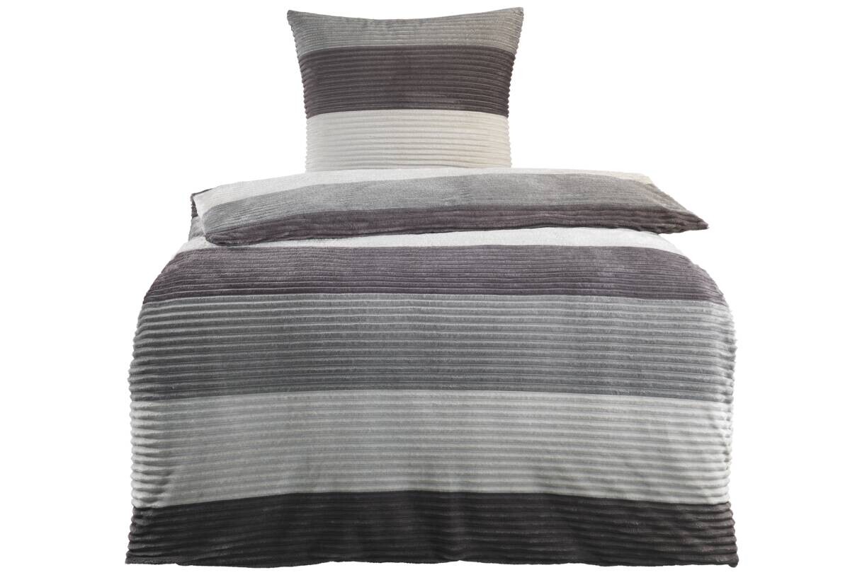 Microfaser Wende Bettwäsche Cashmere touch grau Polyester B/L: ca. 135x200 cm