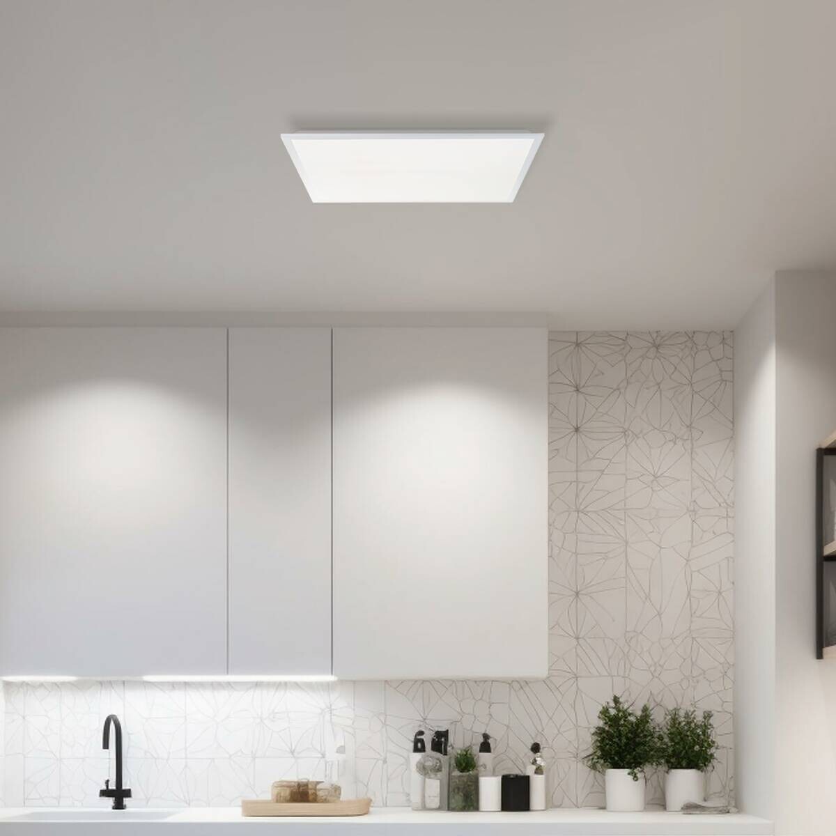 Brilliant LED-Deckenleuchte Briston weiß Metall Kunststoff B/H/L: ca. 63x7,5x63 cm