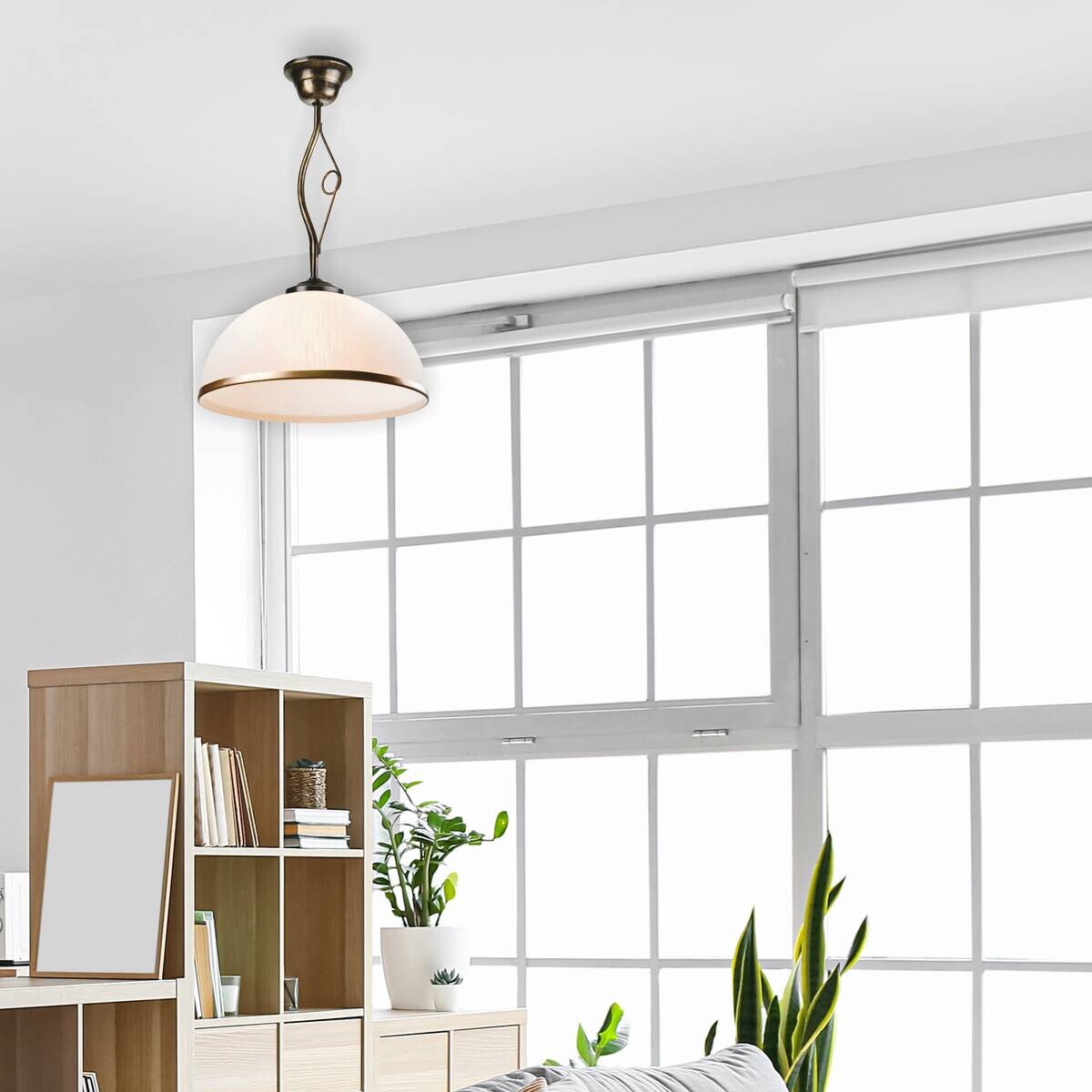 Lamkur Deckenleuchte Retro schwarz Glas Stahl B/H/L: ca. 32,5x45x32,5 cm E27 1 Brennstellen