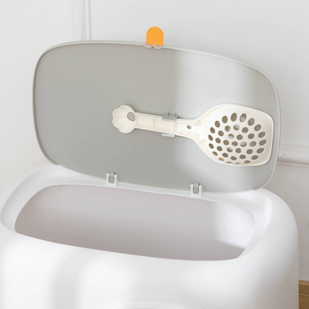 PawHut Katzentoilette hellgrau Kunststoff B/H/L: ca. 40x39x55 cm