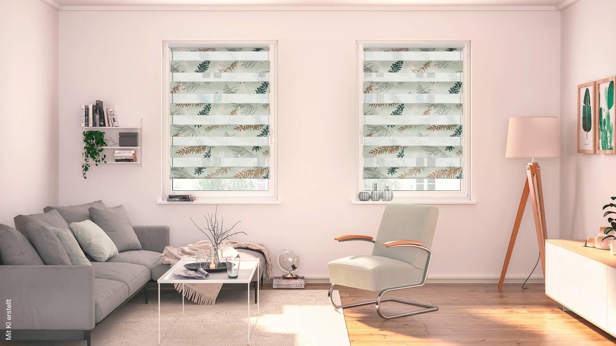 LICHTBLICK Doppelrollo Duo Fir Branches blau B/T: ca. 100x150 cm