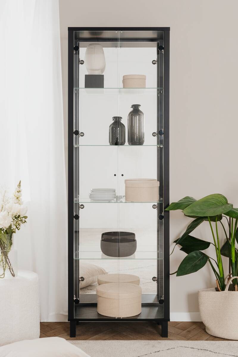 Vitrine Albi schwarz B/H/T: ca. 62x189x33 cm