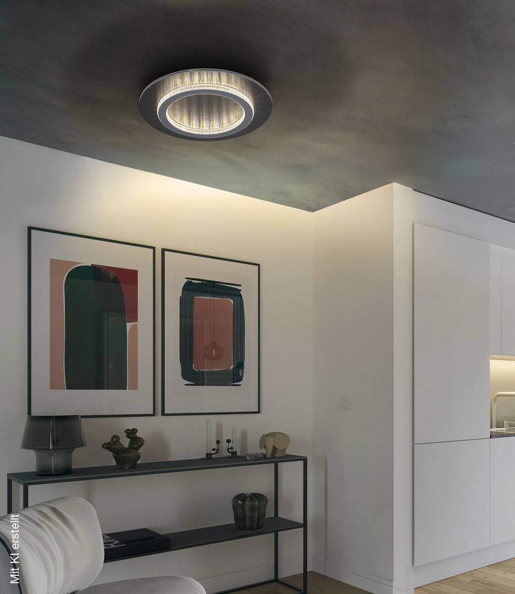 GLOBO LED-Deckenleuchte anthrazit hellgrau mattschwarz Kunststoff Metall H/D: ca. 5,5x35 cm 1 Brennstellen