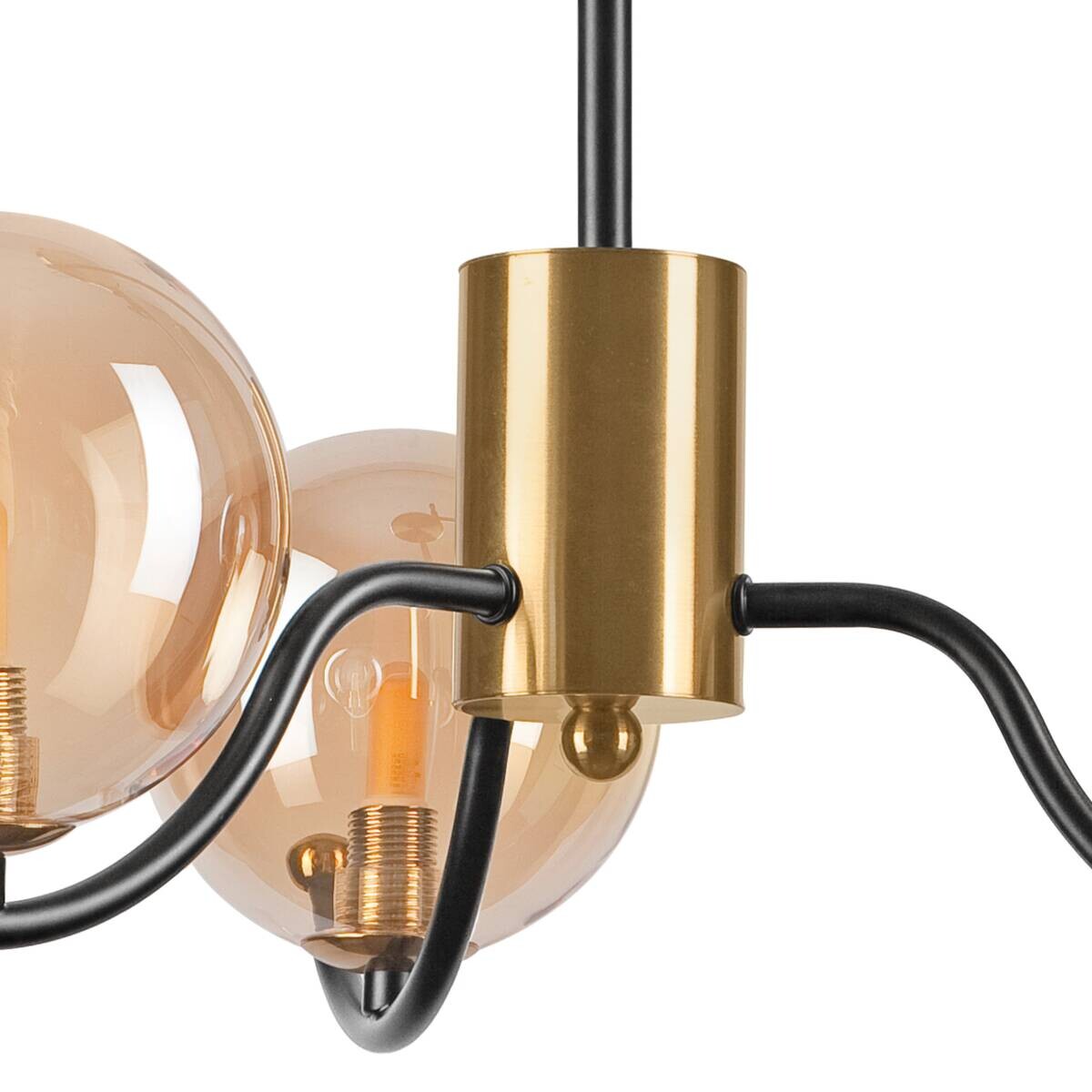 Lamkur Pendelleuchte GEORGIA 49274 schwarz gold Stahl Glas H/L: ca. 48,5x48 cm E27 3 Brennstellen