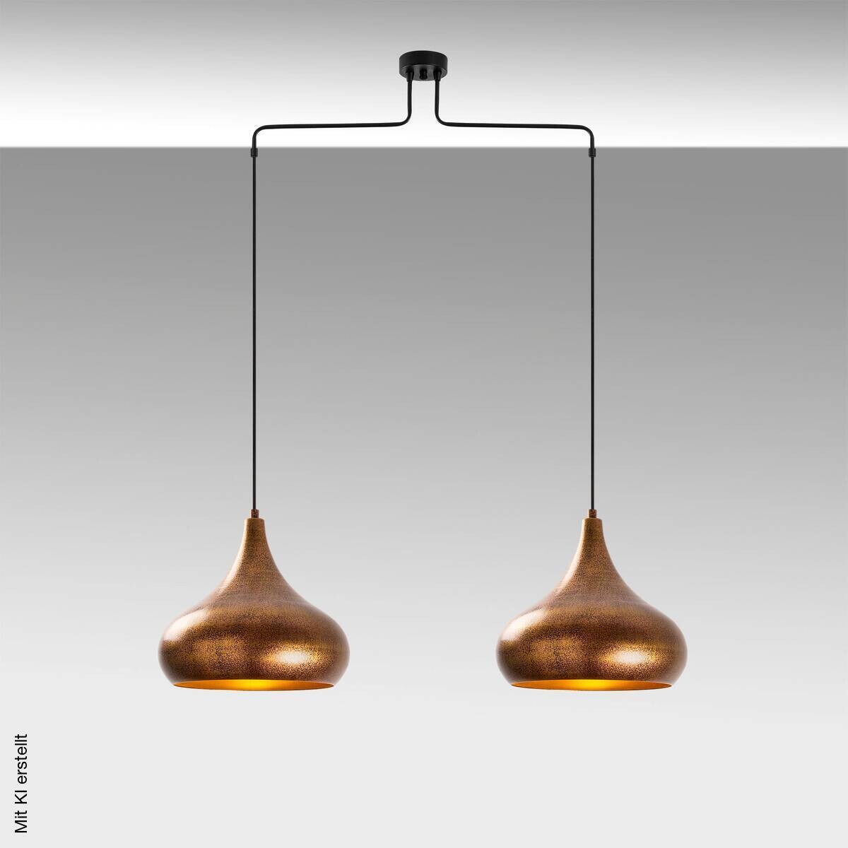 Opviq Pendelleuchte Muba-11551 Metall B/H/T/L: ca. 95x141x26x95 cm E27 2 Brennstellen
