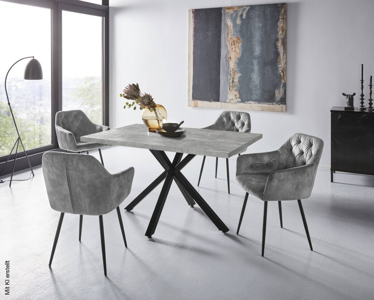 Essgruppe Cleo II grau Beton B/H/T: ca. 140x76x90 cm