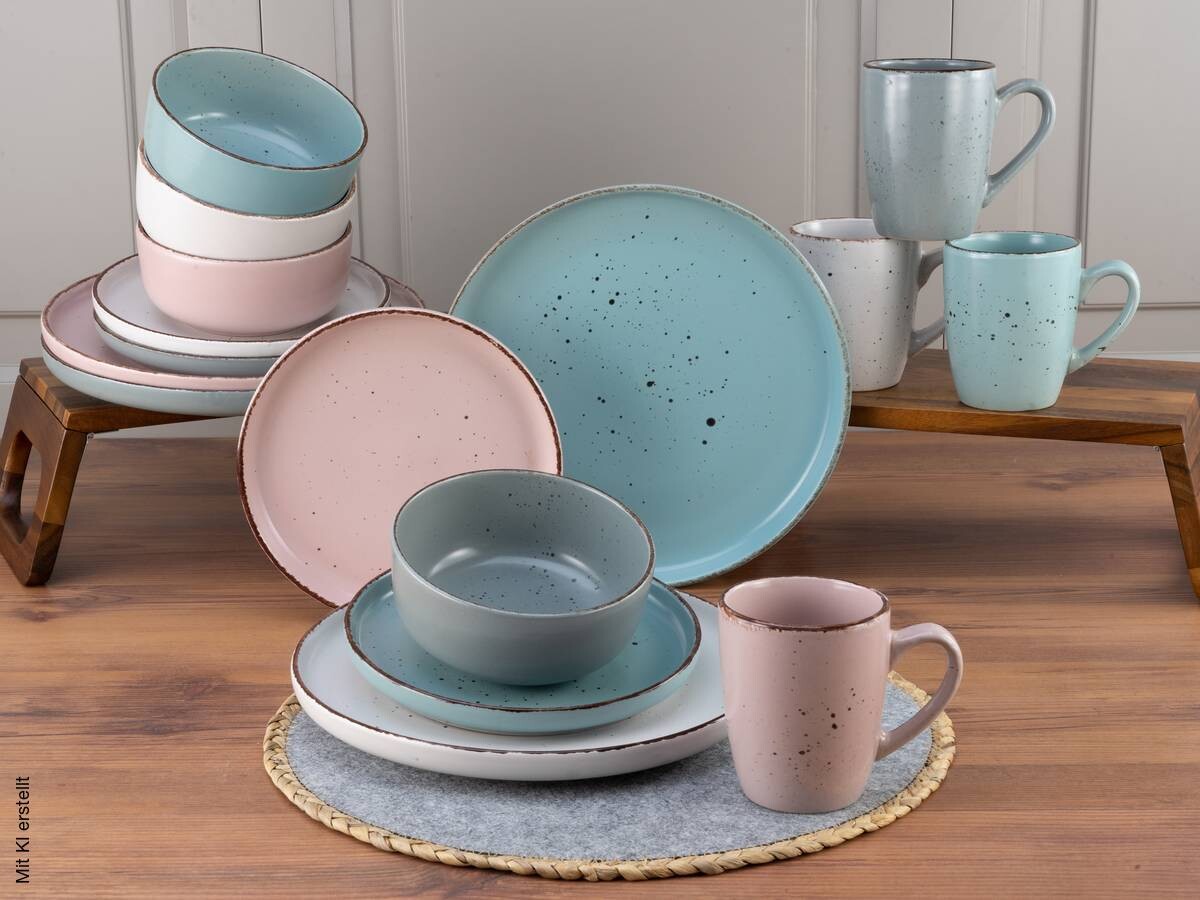 CreaTable Kombiservice Modern Fashion multicolor Steinzeug 16 tlg.