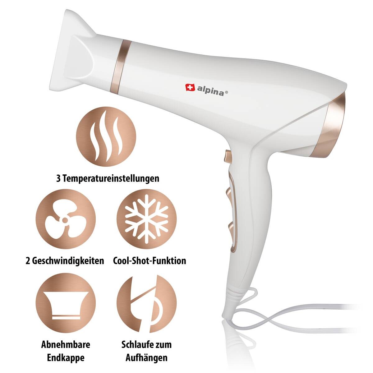 alpina Haartrockner weiß Kunststoff B/H/L: ca. 8x29x30 cm
