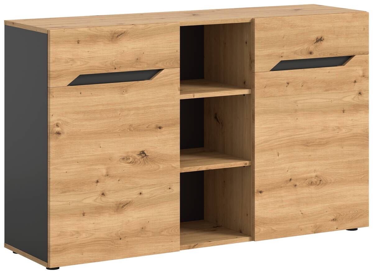 Sideboard Caserta basaltgrau Nachbildung Artisan Oak Nachbildung B/H/T: ca. 130x81x37 cm