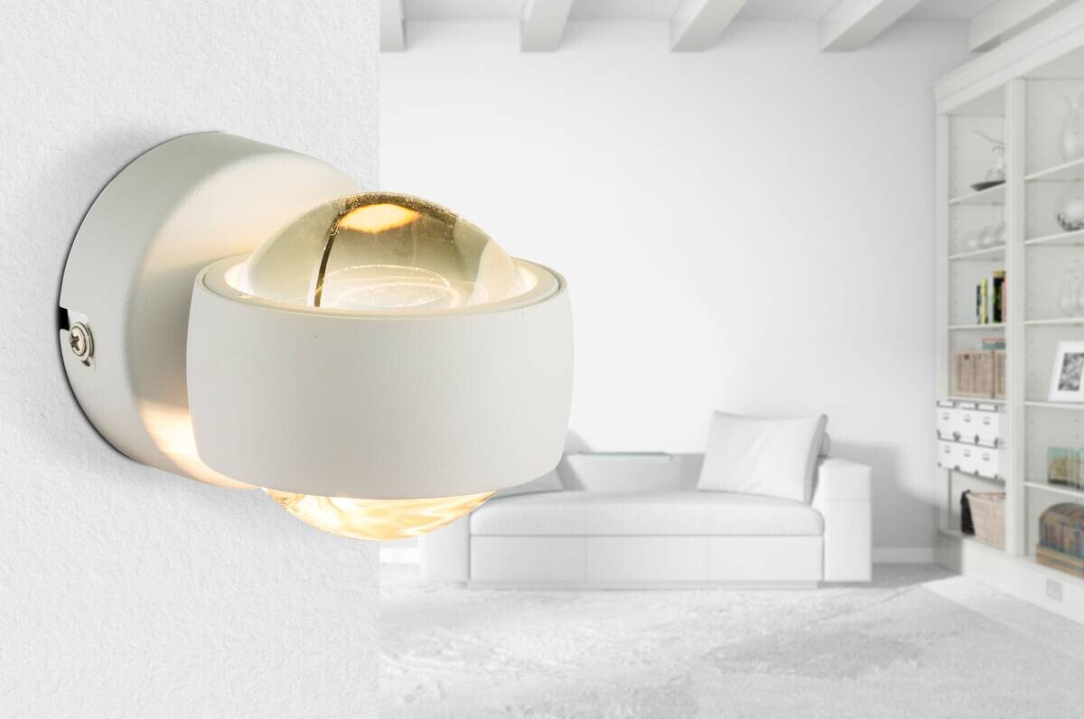 GLOBO LED-Wandleuchte weiß Metall Glas B/H/L: ca. 7,5x7x10 cm 2 Brennstellen