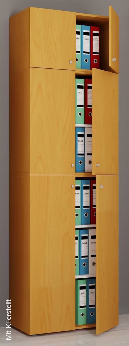 Büroschrank Lona buche Nachbildung weiß B/H/T: ca. 70x223x39 cm