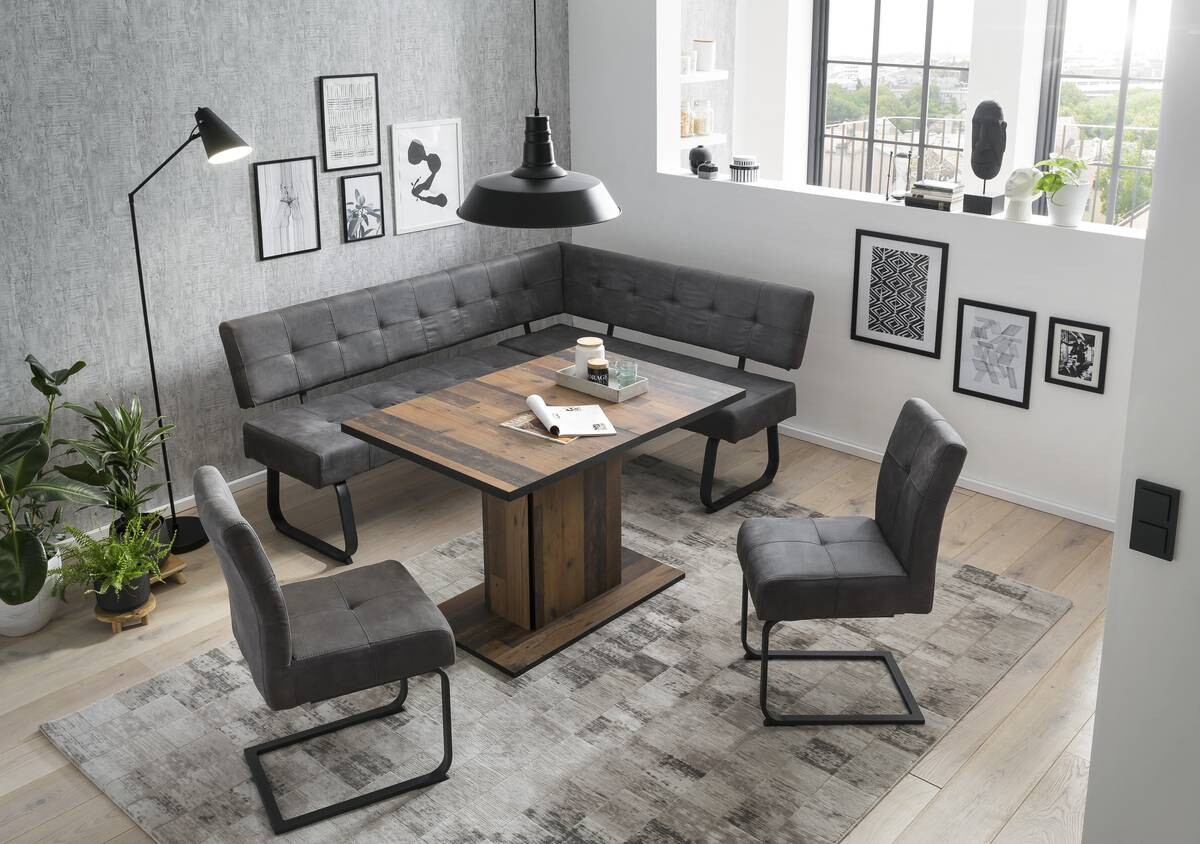 Eckbank LUISE LEB anthrazit Vintage Optik anthrazit B/H/T: ca. 202x92x152 cm