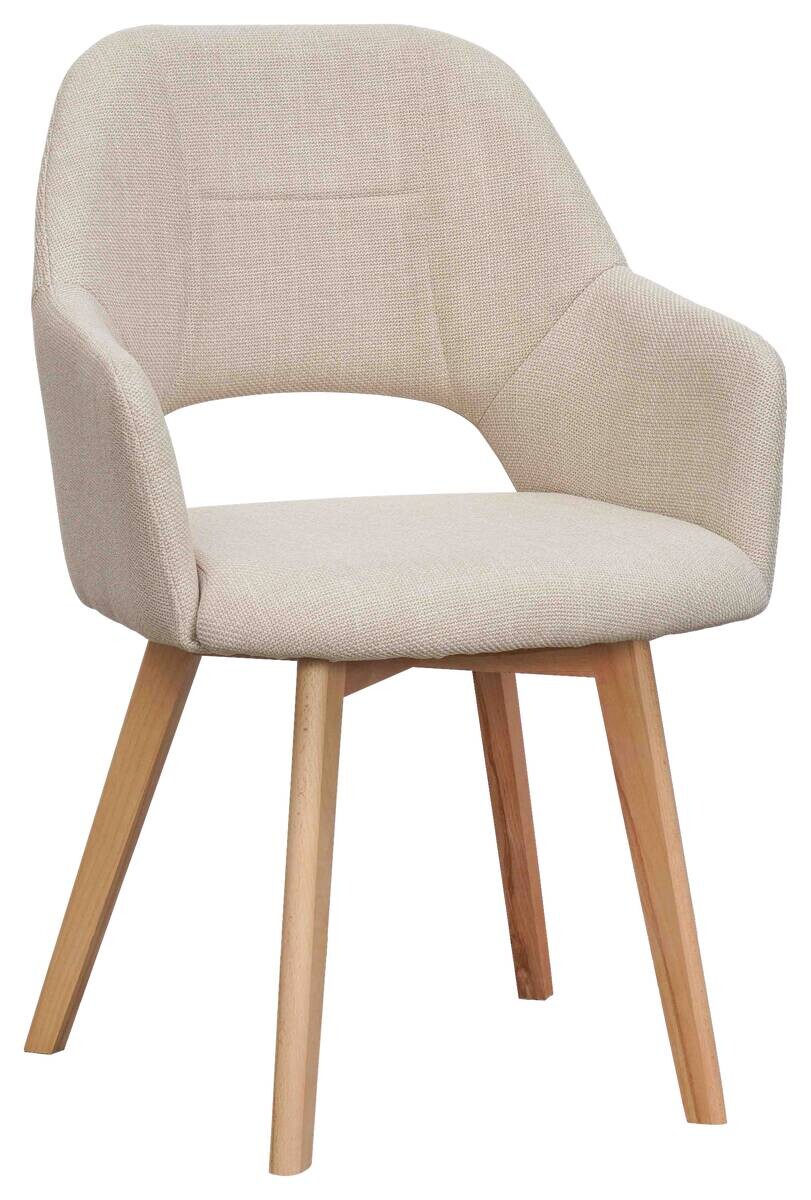 Armlehnstuhl Stade beige natur Polyester Buche B/H/T: ca. 57x87x62 cm