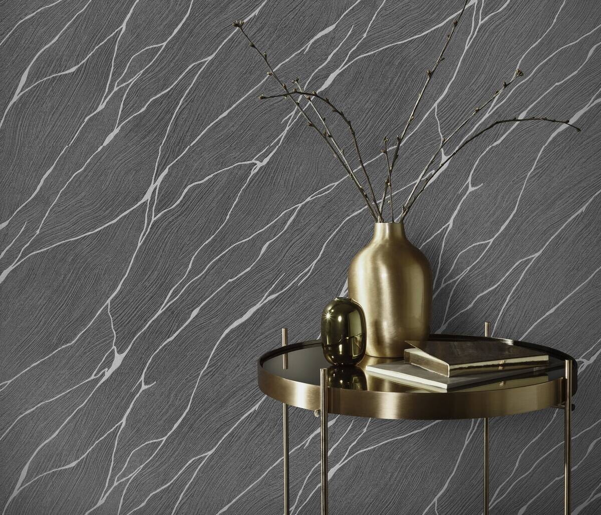 Erismann Vliestapete Marmoroptik Silbergrau B/L: ca. 53x1005 cm