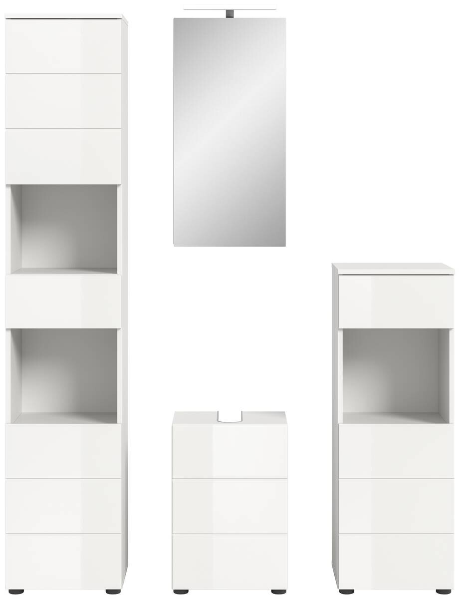 Badezimmer-Set VIRA weiß weiß Hochglanz B/H/T: ca. 144x190x34 cm