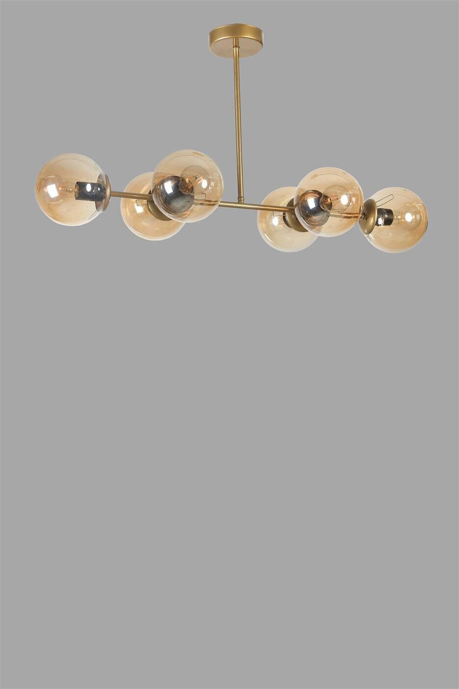 Pendelleuchte gold braun schwarz Glas Metall B/H/T/L: ca. 15x65x15x90 cm E27 1 Brennstellen