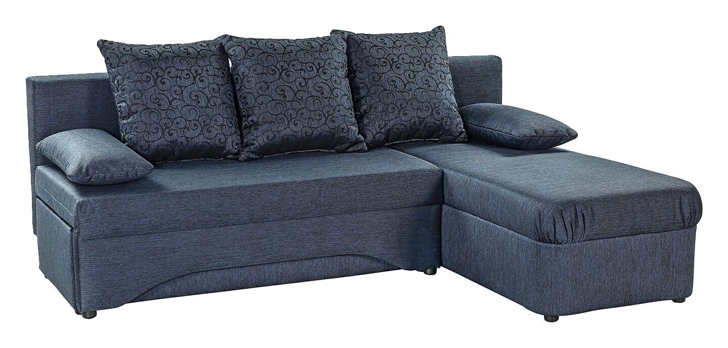 Ecksofa mit Bettfunktion und Bettkasten dunkelblau B/H/T: ca. 191x87x142 cm