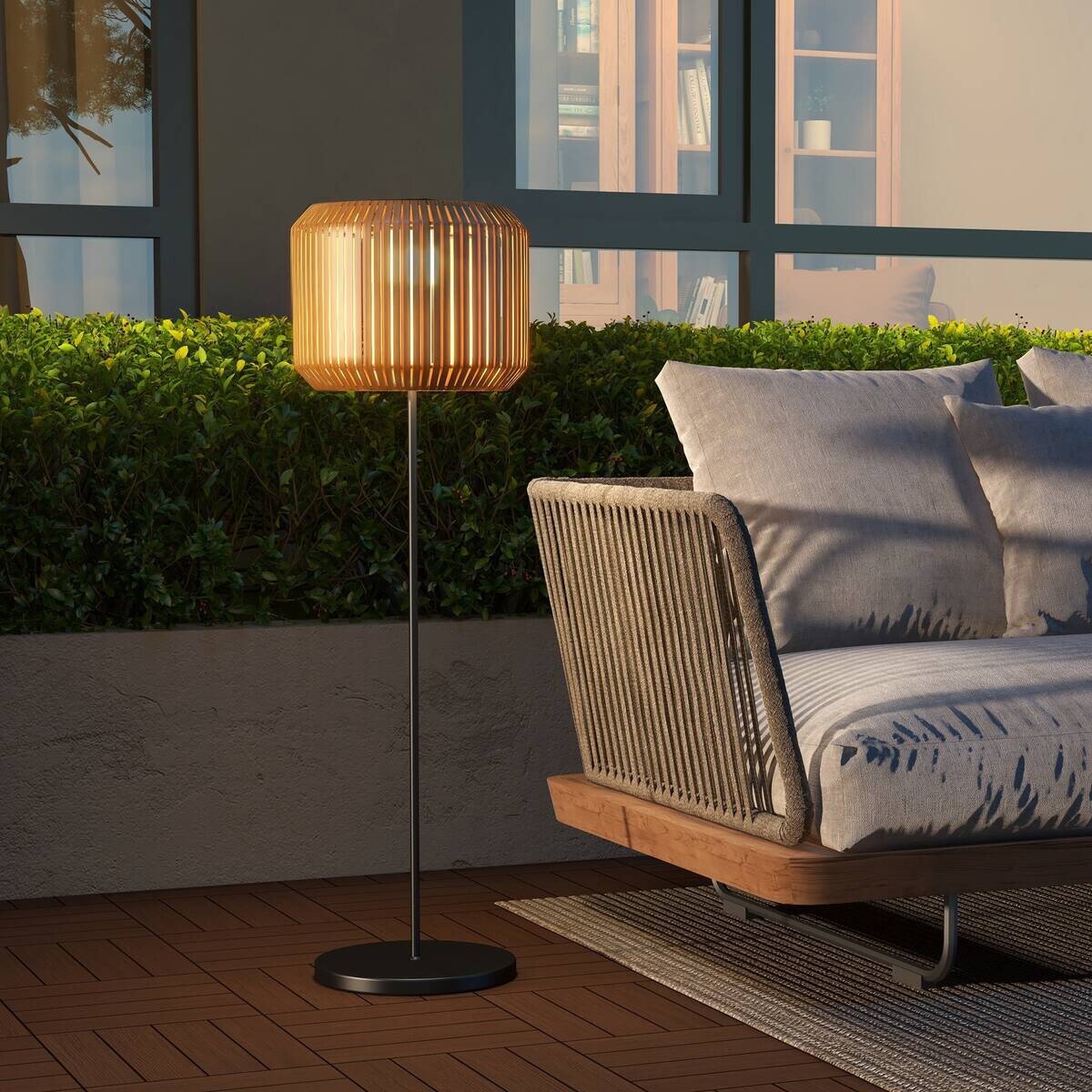Solarleuchte 867-152V00YL gelb Edelstahl Polyrattan B/H/L: ca. 34x34x130 cm