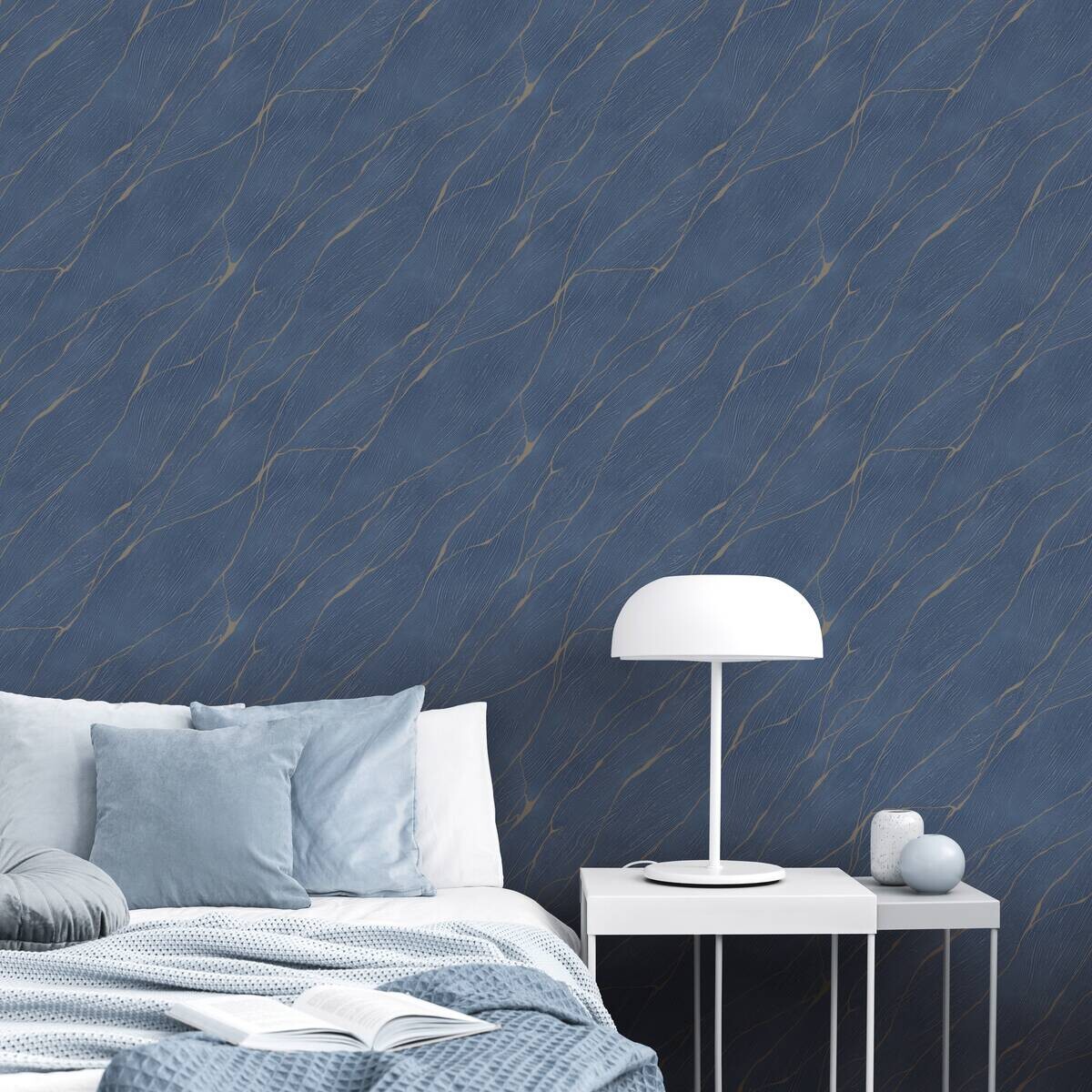 Erismann Vliestapete Marmoroptik blau B/L: ca. 53x1005 cm