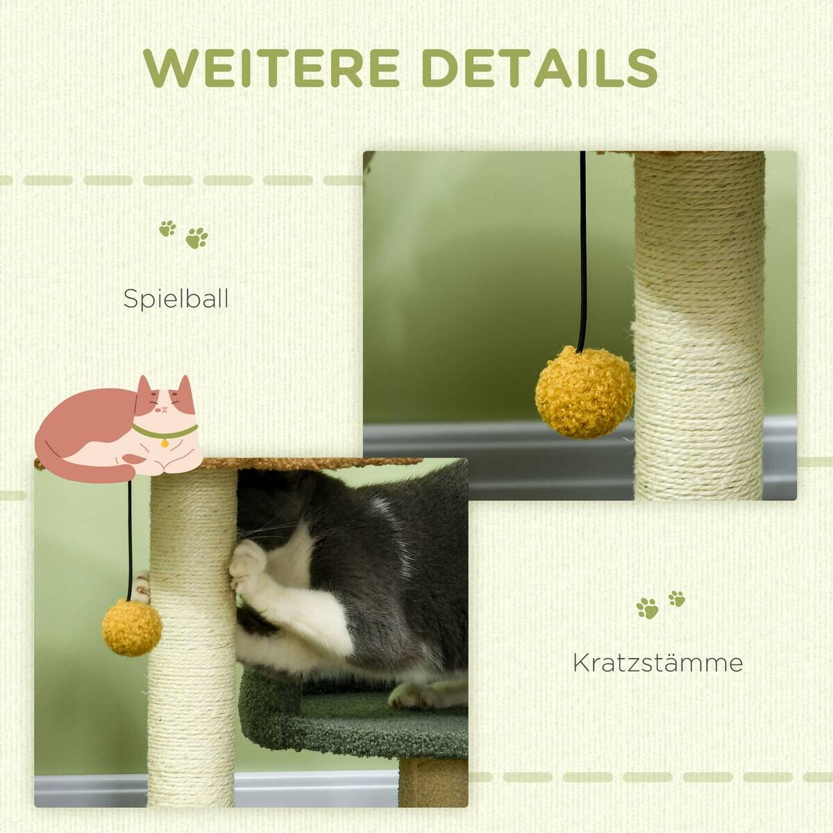 PawHut Kratzbaum grün Spanplatte B/H/L: ca. 39x43x52 cm
