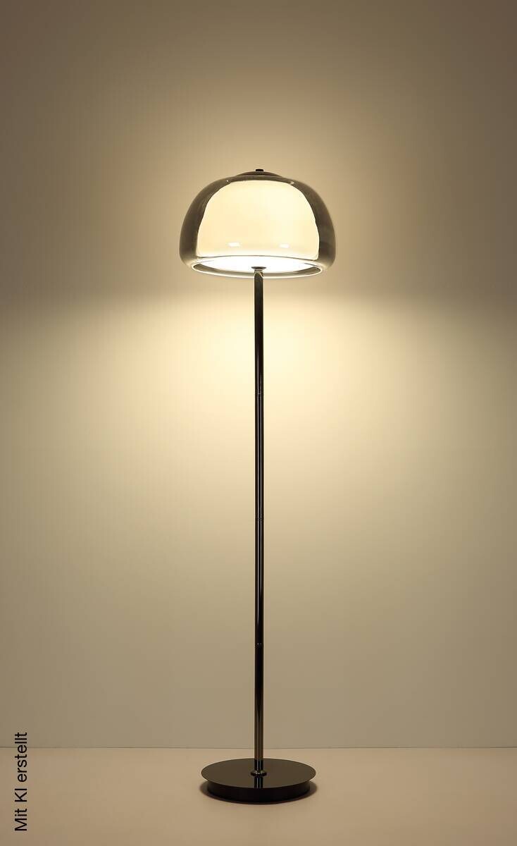 GLOBO Stehlampe Chrom schwarz Metall Glas B/H/L: ca. 44x37x44 cm