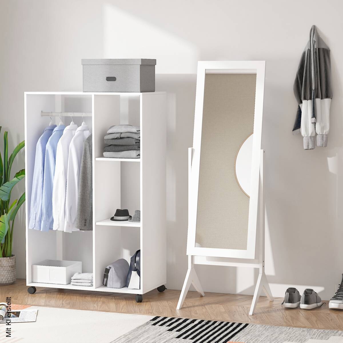 HOMCOM Standspiegel 831-268WT weiß MDF B/H/T: ca. 47x148x46 cm