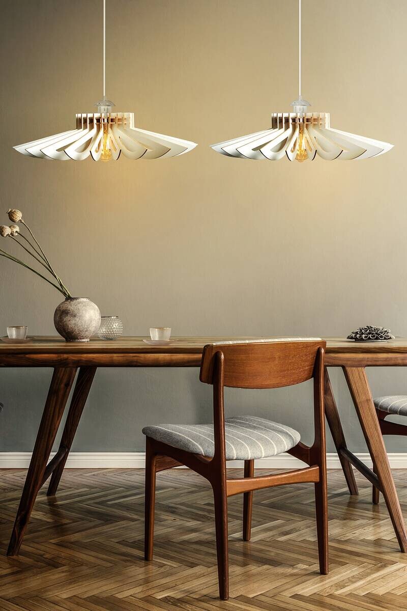 Opviq Pendelleuchte weiß MDF B/H/T/L/D: ca. 52x45x52x52x52 cm E27 2 Brennstellen