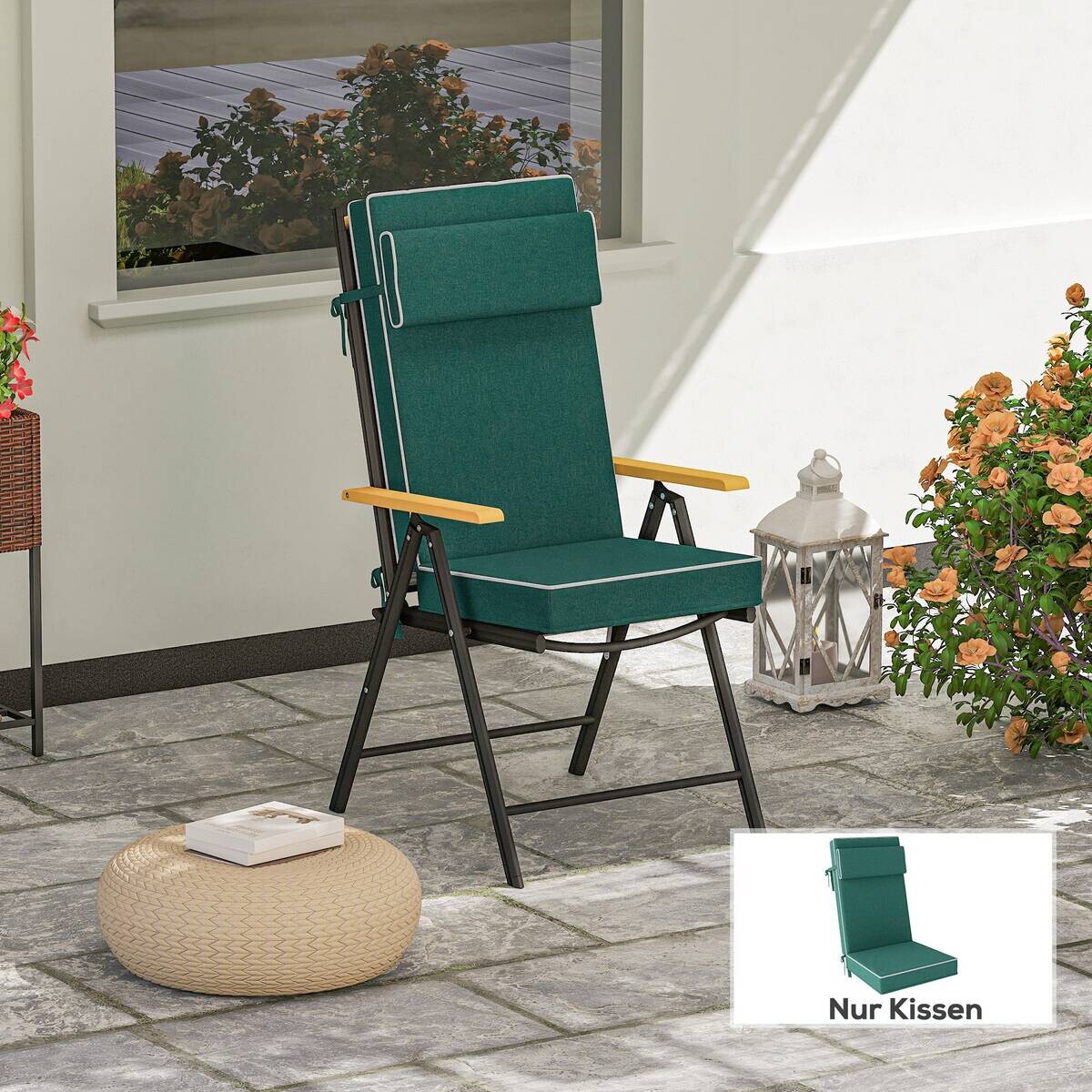 Outsunny Sitzkissen grün Polyester B/H/L: ca. 47x9,5x120 cm