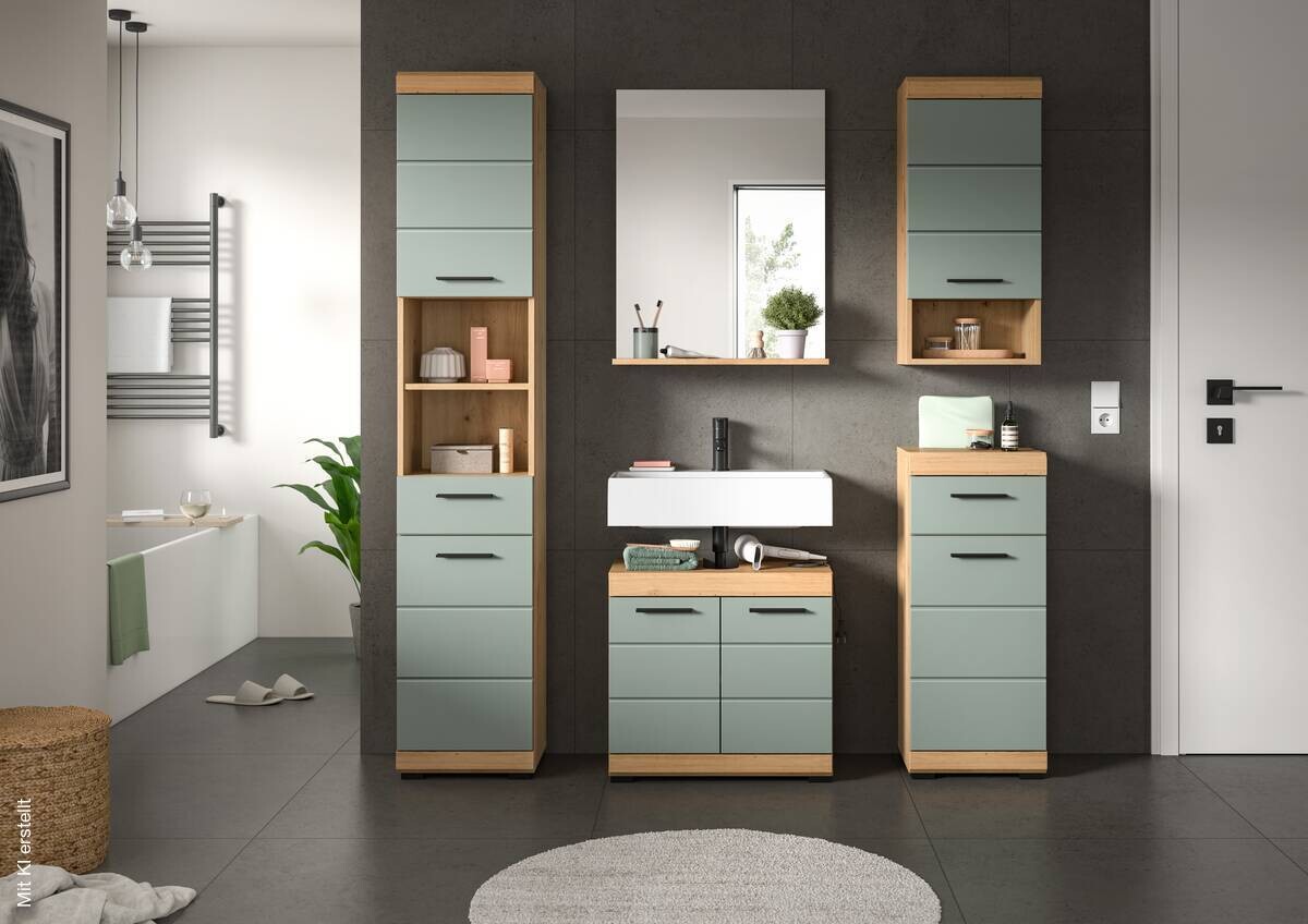 Badezimmer-Set Scout Eiche Artisan Nachbildung salbei Nachbildung B/H/T: ca. 164x191x34 cm