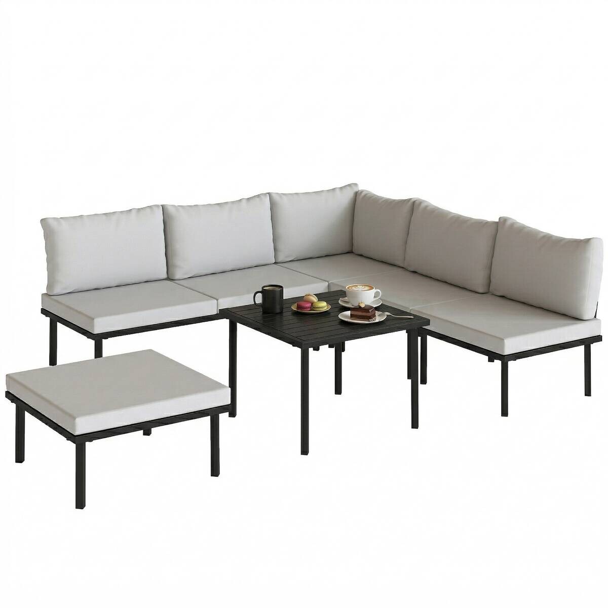 Outsunny Loungemöbel hellgrau Metall B/H/L: ca. 176x64x234 cm