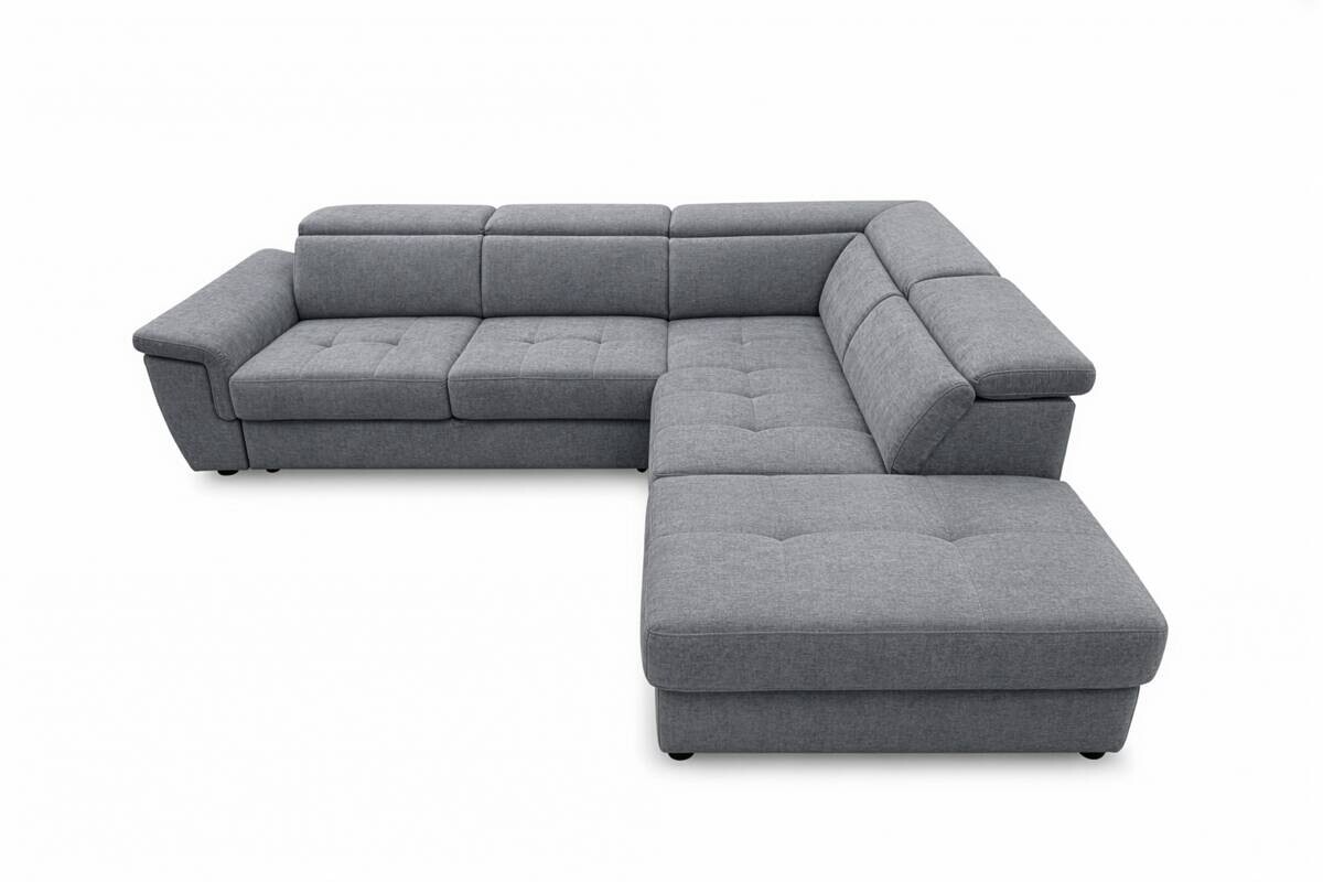 Ecksofa mit Bettfunktion und Bettkasten grau Flachgewebe B/H/T: ca. 267x75x238 cm
