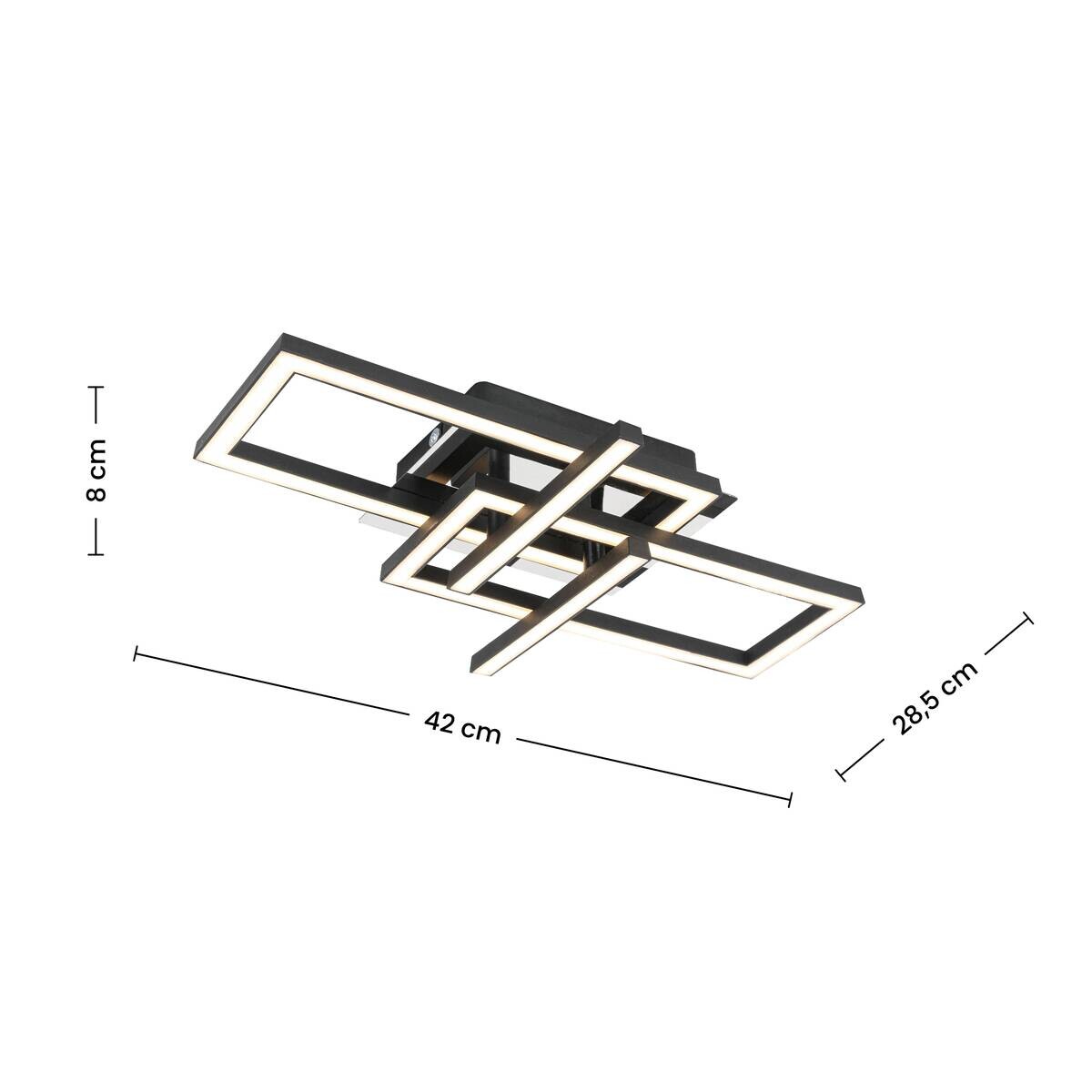 Nolo LED Deckenleuchte Harald schwarz Chrom Kunststoff Metall B/H/L: ca. 28,5x7x42 cm 1 Brennstellen