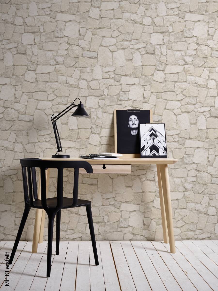 Papiertapete Steinoptik braun beige B/L: ca. 53x1005 cm