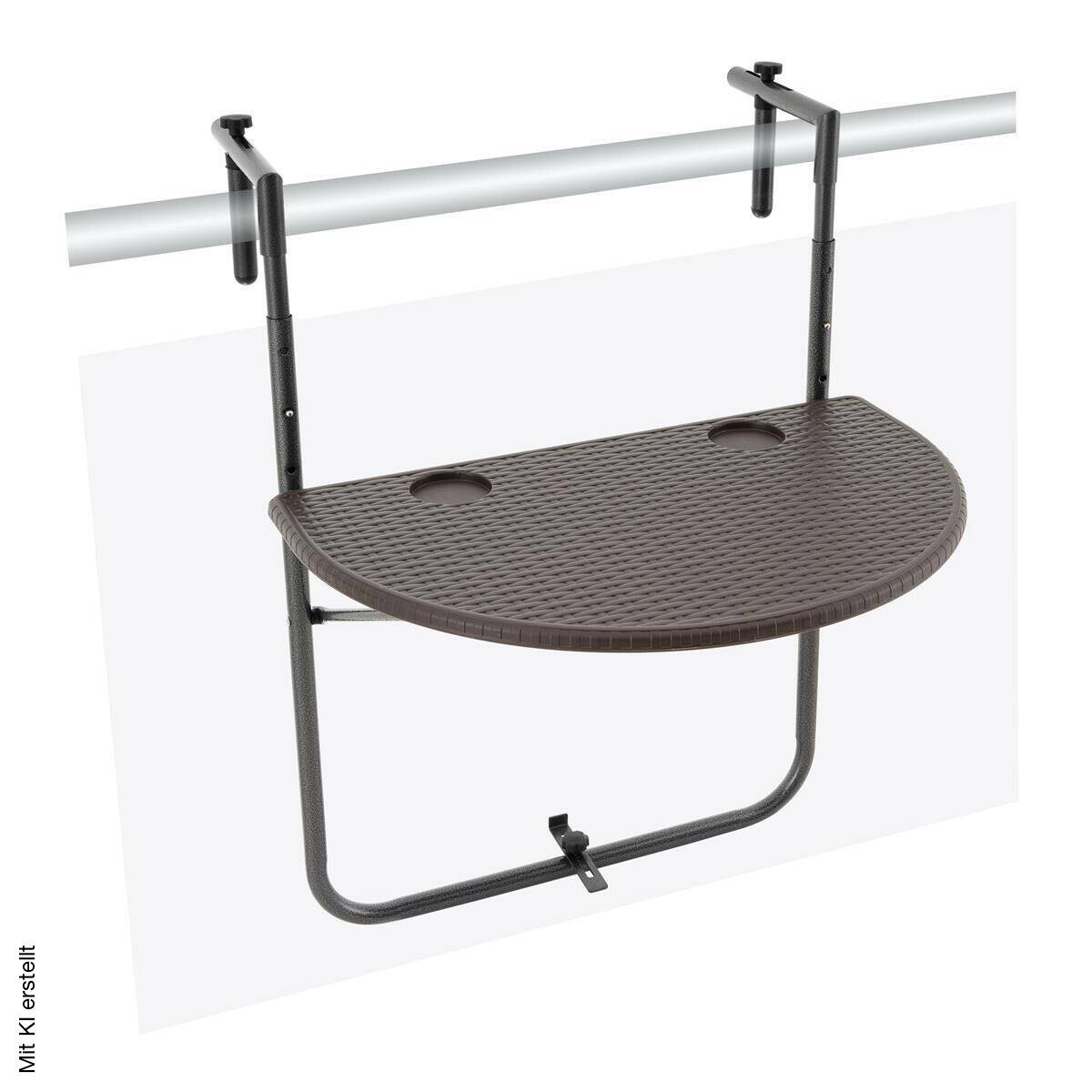 VCM Balkonhängetisch braun Polyrattan B/H/T: ca. 60x83x62 cm