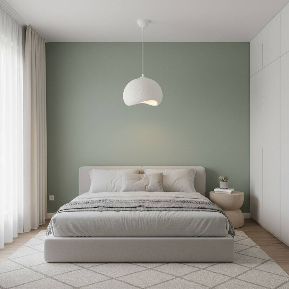 Opviq Pendelleuchte Yontu-15850 weiß Metall Polyester-Mischgewebe B/H/L: ca. 29x120x34 cm E27 1 Brennstellen