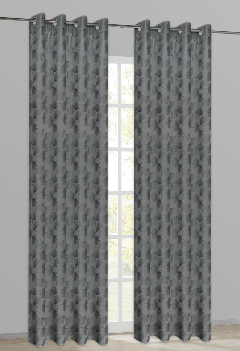 Happy Home Verdunklungsvorhang Gingko grau B/L: ca. 140x245 cm