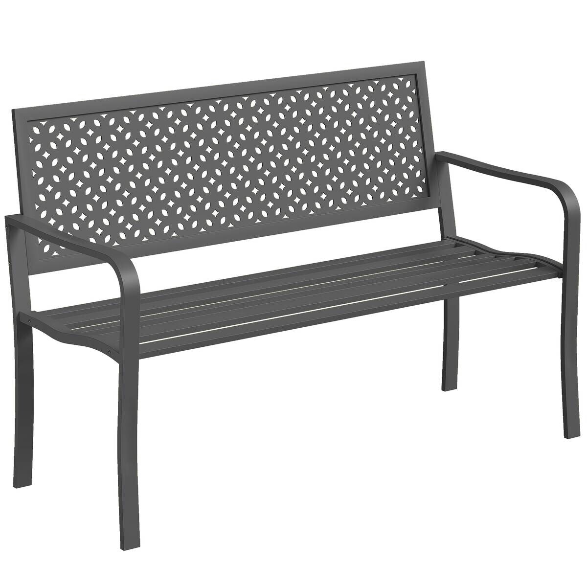 Outsunny Gartenbank dunkelgrau Stahl B/H/L: ca. 61x85x127 cm