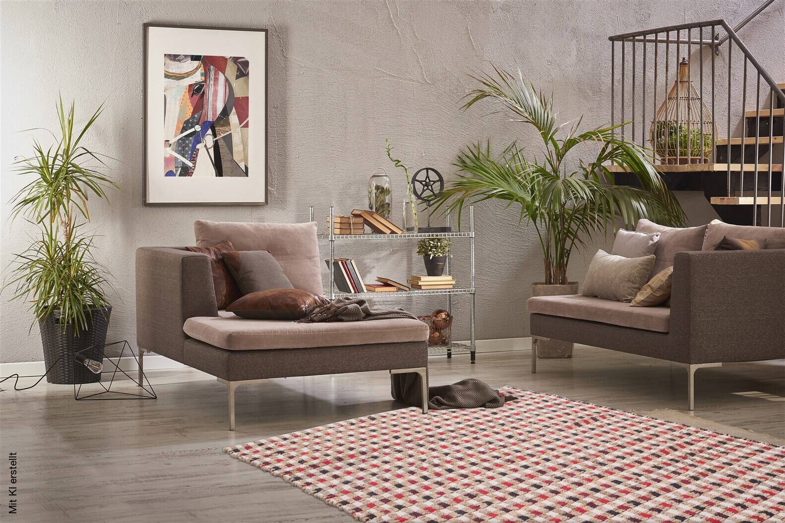 Kayoom Kurzflorteppich Chess 110 natur B/L: ca. 80x150 cm