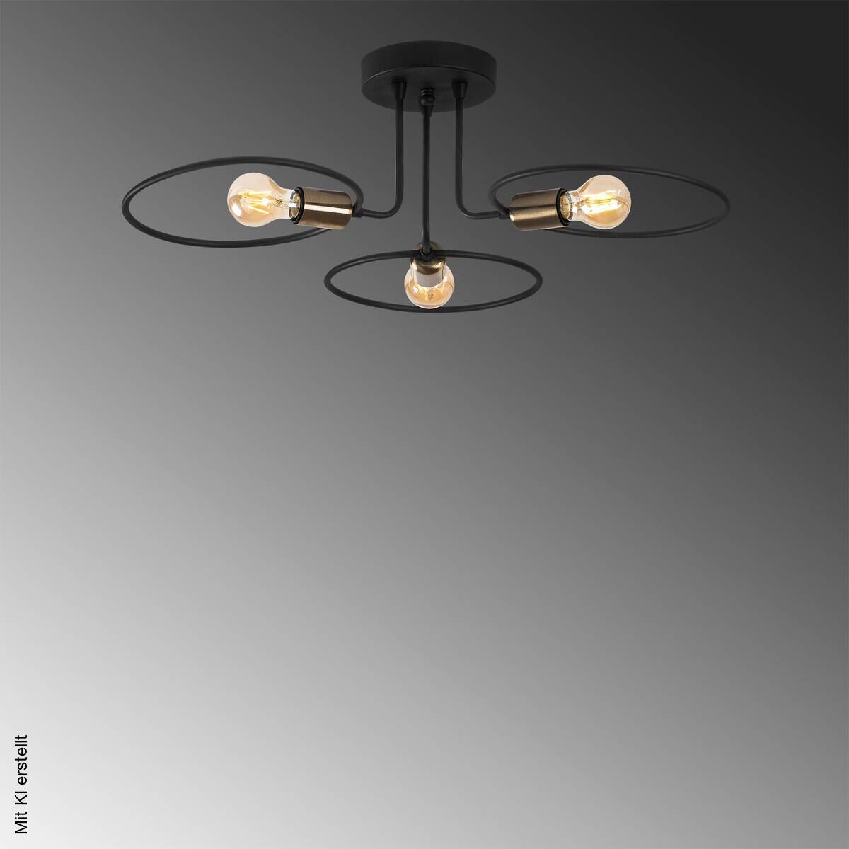 Opviq Deckenleuchte Circle-1341 schwarz Eisen B/H/T/L/D: ca. 66x22x66x66x66 cm E27 3 Brennstellen