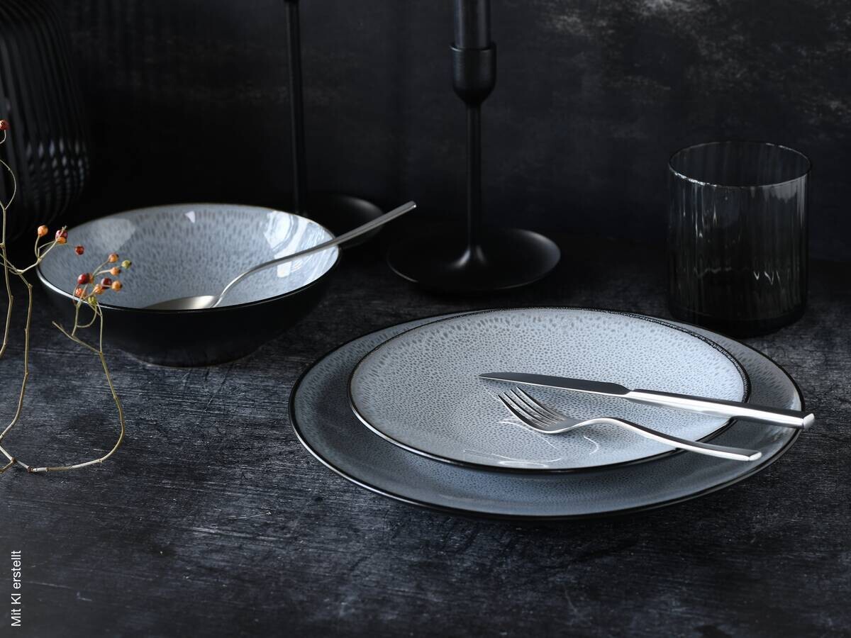 CreaTable Tafelservice Malmö grau Steinzeug 18 tlg.