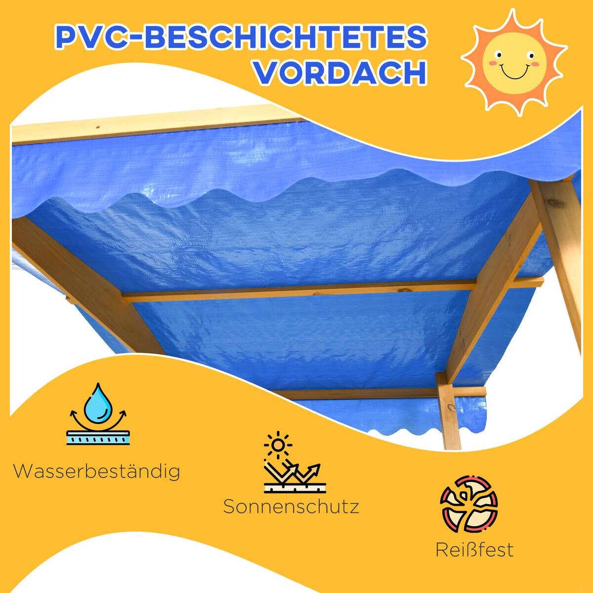 Outsunny Sandkasten natur B/H/L: ca. 129x133x137,5 cm