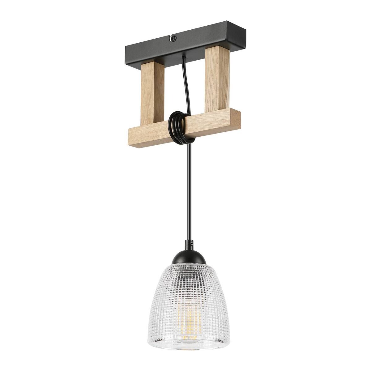 Lamkur Pendelleuchte Eiche Stahl B/H/L: ca. 20x89x20 cm E27 1 Brennstellen